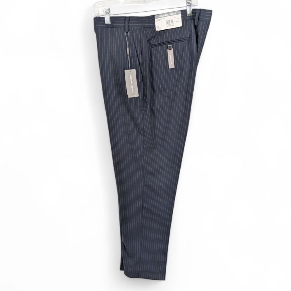 Michael Kors Men's Classic-Fit Wool-Blend Suit Dress Pants Navy Pinstripe 38x32 - Picture 4 of 6